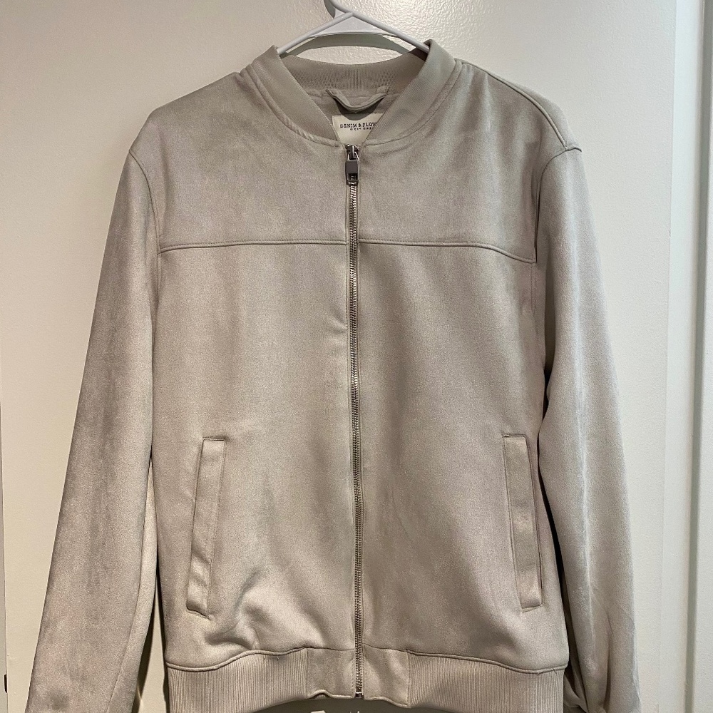 Denim & Flower Cream Silver Suede Jacket